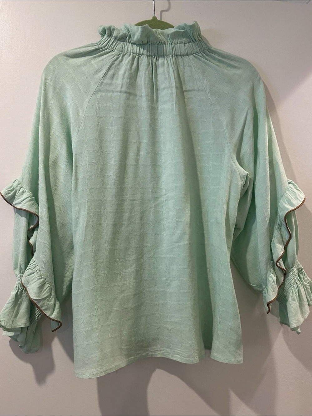Hofmann Copenhagen 6/36 Ruffled High-Neck Mint Green Top - Picture 2 of 3